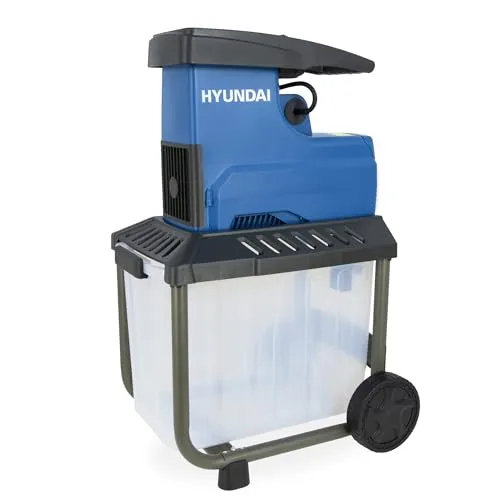 HYUNDAI Elektro-Gartenhäcksler GH28045E | 2.800W Leistung für müheloses Häckseln - Häcksler & Mulcher mit Selbsteinzug und Rücklauf. Zerkleinert Äste bis 45 mm Durchmesser effizient und leise – ideal für umweltbewusste Gartenliebhaber.