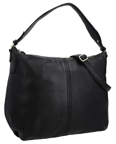 Gusti Shopper Leder - Hannah Damen Handtasche Umhängetasche Riementasche Schultertasche Unitasche Bag Shopping Tasche Ledertasche Schwarz Leder