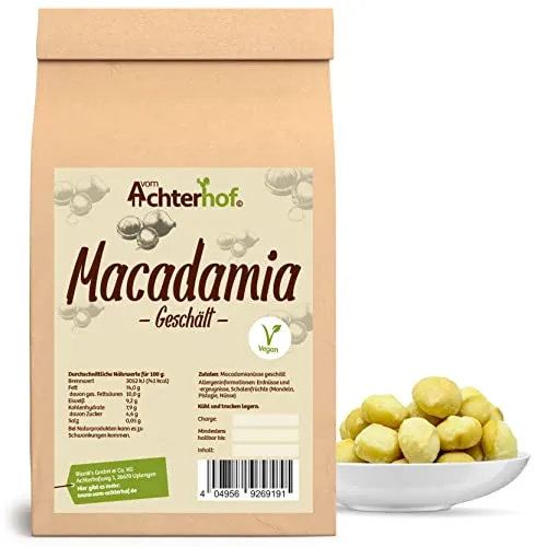 Macadamia geschält 500g | Premium Macadamianüsse aus Australien - Macadamia Nüsse, die Königin der Nüsse, ideal zum Kochen, Backen oder als gesunder Snack. Sonnenverwöhnt und mit unvergleichlichem Geschmack, perfekt für vielseitige Verwendung.