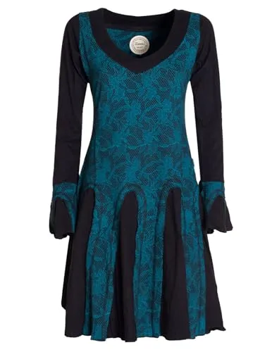 Vishes - Alternative Bekleidung - Damen Langarm Longshirt-Kleid Sweatkleid Shirt-Kleid Tunika-Kleid schwarz 48-50