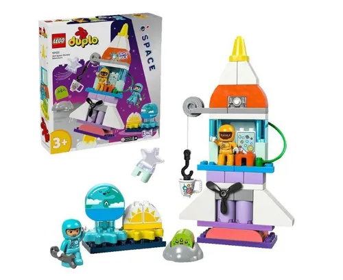 LEGO DUPLO 3-in-1-Spaceshuttle - Bauset für kleine Astronauten, inklusive Leuchtstein und Figuren für kreative Weltraumabenteuer ab 3 Jahren