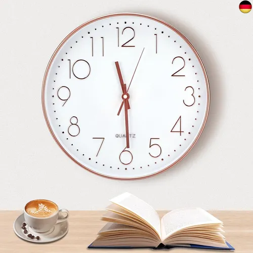 Wanduhr 30 cm, Quartz Lautlos wanduhren rund, für Büro,Wohnzimmer, Küche, Sc