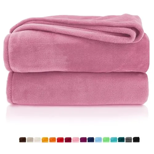 Kuscheldecke flauschig Flanell Wohndecke warm Oekotex Tagesdecke Überwurf Sofadecke fusselfrei Fleecedecke Super Soft Decke 130x170 cm Typ380 Woodrose