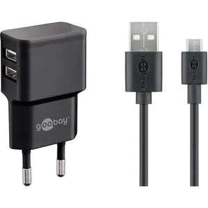 Goobay USB-Ladegerät 44984, 18 Watt, 2x USB-A, 2 Ports, Schnellladegerät
