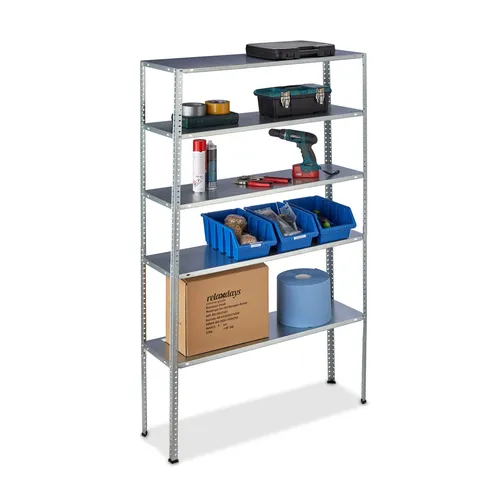 Schwerlastregal Metallregal Werkstattregal 250 kg - 5 Ebenen - Regalsysteme mit verstellbaren Böden für optimale Lagerung. Hohe Kapazität von 250 kg, robustes verzinktes Stahlmaterial und ideal für Werkstätten.