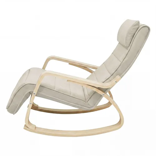 Songmics Schaukelstuhl aus Birkenholz, Beige-Natur