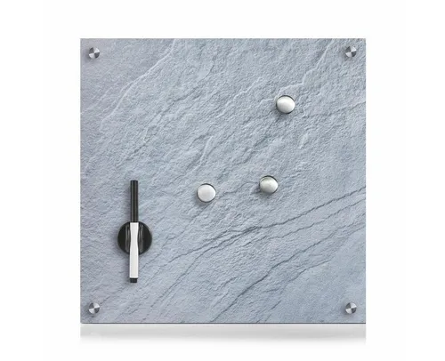 Zeller Present Memoboard aus Glas und Schiefer, 40x40 cm - Präsentation, stilvolle Magnettafel in Grau, ideal für Notizen und Erinnerungen, modernes Design aus Glas für jedes Zuhause.