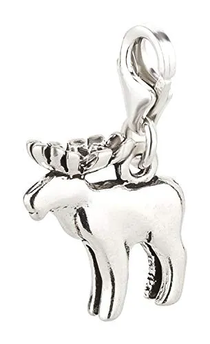 Charm Anhänger Elch aus 925 Sterling Silber (15x13mm)