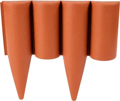 GARDENIX 2,5m Holzoptik Beeteinfassung Beetumrandung Rasenkante Gartenpalisade Beetzaun – Terracotta