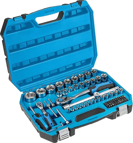 HOGERT TECHNIK Werkzeugsatz 89 Stecknüsse - Handwerkzeug-Set mit 89 Teilen, inklusive Ratschen und Schraubenschlüsseln, ideal für Heimwerker und Profis, alles im praktischen Koffer verstaut.