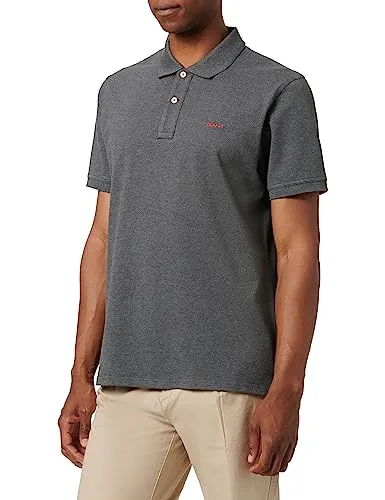 Gant Herren REG Contrast Pique SS Rugger Polohemd - Poloshirt für Herren in Antracit Melange, Slim Fit Passform und Rippbündchen für optimalen Sitz und höchsten Tragekomfort.
