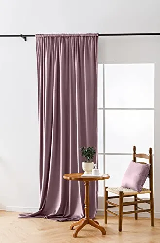 Cotton Market Velours Gardinen 270x140 cm - Vorhänge für Fenster und Balkontür - Vorhang für das Haus auf Band - Vorhang Blickdicht - Gardinen Stange Curtains - Verdunkelungsvorhang - Rosa Clair