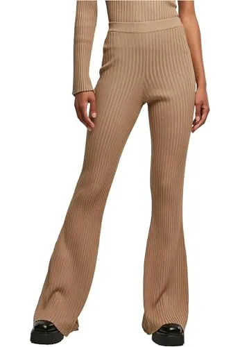 Urban Classics Damen Leggings Flared Rib Knit in unionbeige - XL - Leggings für Damen mit Slim-Fit-Design, aus bequemem, dehnbarem Material für perfekten Sitz und vielseitige Kombinationsmöglichkeiten mit Tops und Hoodies.