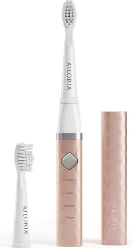 AILORIA Schallzahnbürste FLASH TRAVEL - Elektrische Zahnbürsten mit Schalltechnologie, ideal für Reisen. Stylisches Design in roségold und USB-Ladefunktion für einfache Handhabung.