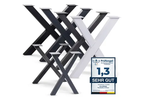 HOLZBRINK Tischbein X-Form Schwarz – Tischgestell für Couchtisch - Stabiles Tischbein aus Industriestahl in elegantem Schwarz. Ideal für DIY-Projekte, mit kompakten Maßen von 43 cm Höhe und 40 cm Breite. Perfekte Basis für Ihren Couchtisch!