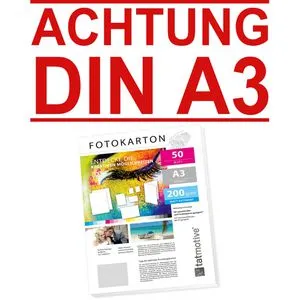 tatmotive Fotopapier Fotokarton FA3200M50, für Farblaser, A3, 200 g/m², beidseitig bedruckbar, matt, 50 Blatt
