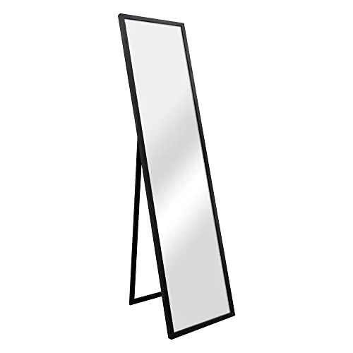 en.casa Standspiegel »Giovinazzo« - Standspiegel in Schwarz, neigbar und mit elegantem MDF-Rahmen, ideal für jeden Raum – Maße: 152,8 x 37,8 cm.