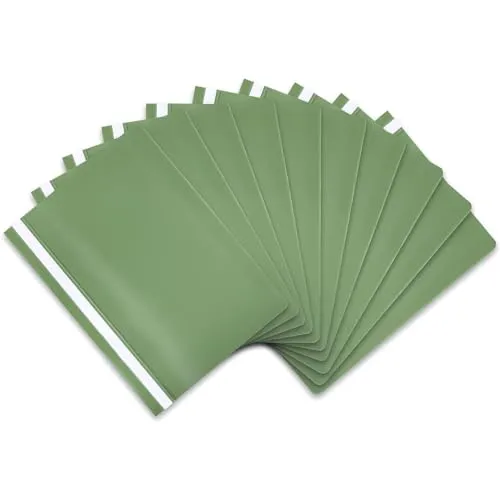 itenga 10er Pack Schnellhefter A4 Plastik stabil PP Kunststoff Sicht Hefter Mappe genarbt (hellgrün)