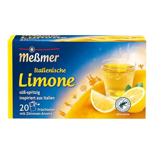 Meßmer Ländertee Italienische Limone - 20 Teebeutel - Fruchtiger, zitrischer Tee aus 70% nachhaltigen Rohstoffen; glutenfrei, laktosefrei und vegan - für ein Stück Italien in deiner Tasse!