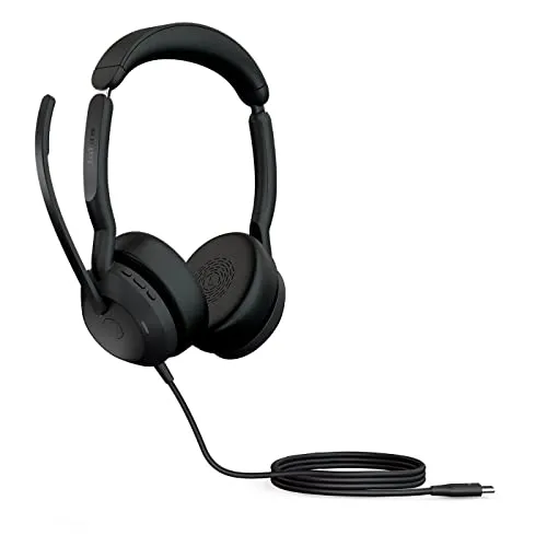 Jabra Evolve2 50 - Kabelgebundenes Stereo-Headset mit ANC - Professionelles Office Headset mit aktiver Geräuschunterdrückung (ANC) für optimierten Sound und maximalen Tragekomfort dank Jabra Air Comfort Technologie. Kompatibel mit allen führenden UC-Plattformen.