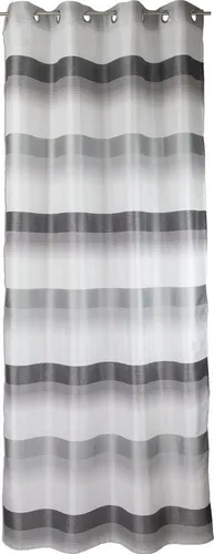 Ösenschal weiß/grau gestreift 140x245 cm - Elegante Gardine - Gardinen & Vorhänge - Stilvolle Ösenschal mit durchscheinendem Design, ideal für jeden Raum und schafft eine angenehme Atmosphäre.