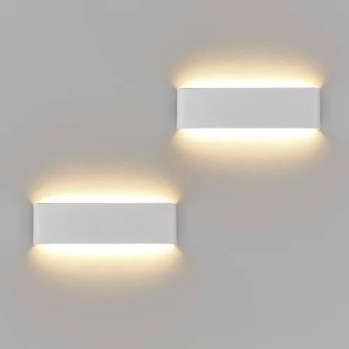Klighten 2 Stücke Wandleuchten LED Innen10W, 30CM LED Wandlampen Aluminium, Weiß,Moderne Wandbeleuchtung Perfekt für Schlafzimmer, Wohnzimmer, Treppen und Badezimmer,3000K Warmweiß