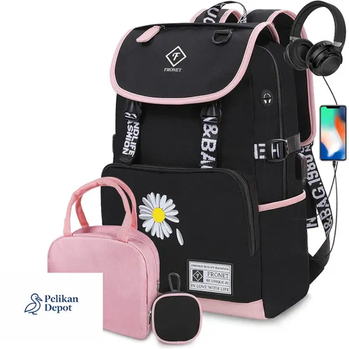 Schulrucksack Set für Mädchen und Teenager – Wasserdichter Rucksack mit Laptopfach