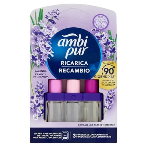 Ambi Pur 3Volution Nachfüllpack für elektrischen Lufterfrischer Lavendel, 3 Aromen, die sich abwechseln, um Gerüche zu entfernen