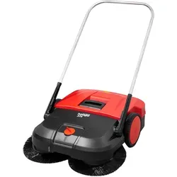 haaga 375 Kehrmaschine 75cm Kehrbreite - Handkehrmaschine mit Feinschmutzwalze und 50l Behälter, ideal für effiziente und gründliche Reinigung von Innen- und Außenflächen.