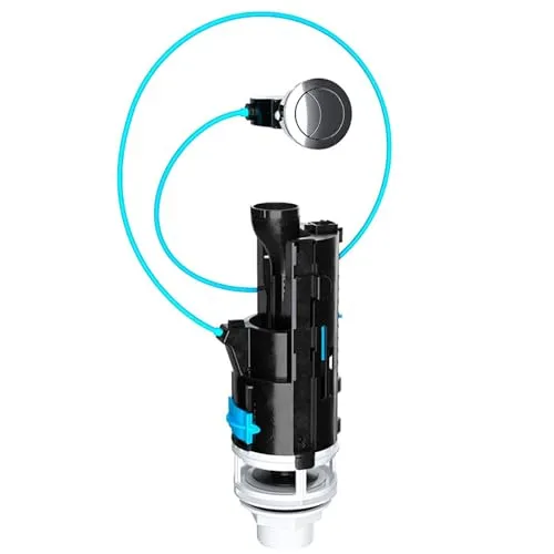 SPARES2GO Universelles Doppelmengenspülventil für Toiletten, 1,5 Zoll, 2 Zoll, WC-Spülkasten, Druckknopf-Set (570 mm Kabel)