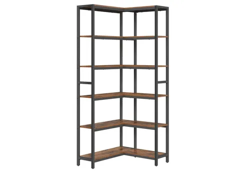 VASAGLE Eckregal mit 6 Ebenen, modernes Aufbewahrungsregal für Wohnzimmer und Büro - Platzsparendes Design: Das 175,2 cm hohe Eckregal bietet mit 6 Ebenen ausreichend Stauraum für Bücher und Deko. Flexibel anpassbar und robust – ideal für jeden Raum!