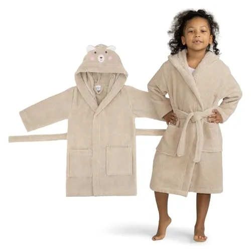 Celodoro Kinder Bademantel mit Kapuze & Motiv für Mädchen & Jungen - Bear 98-104