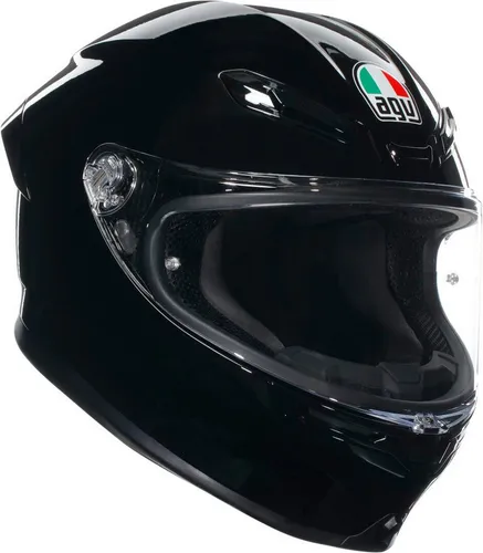 AGV K6 S S26 Helm, schwarz, Größe 2XL für Männer - Vielseitiger Motorradhelm mit integriertem Spoiler. Ideal für alle Fahrpositionen, bietet er besten Komfort und Sicherheit. Perfekt für jeden Biker!