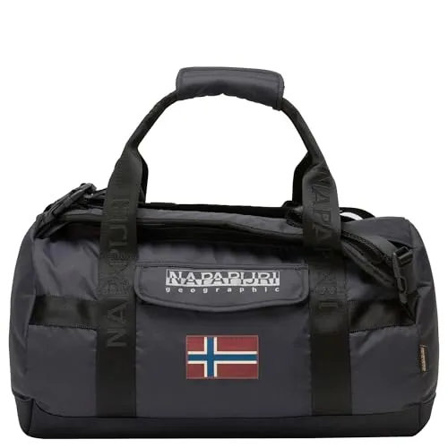 Napapijri Bering Small Duffle Bag schwarz - Sporttasche aus 100% recyceltem Polyester mit 24,5 Litern Fassungsvermögen, verstellbarem Schultergurt und nachhaltigem Design – ideal für Reisen und Multisport.