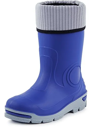 Ladeheid Kinder Mädchen Jungen Gummistiefel Regenschuhe mit Warme Socke LARB013 (Kornblume, 27 28 EU)