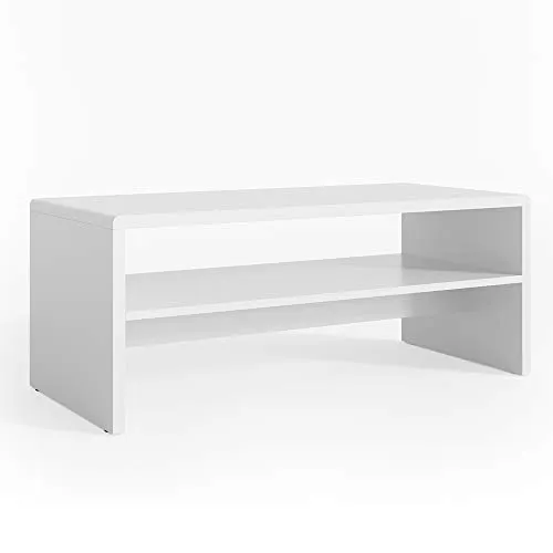 Vicco Couchtisch, Weiß, 99.6 x 39.8 cm, zur Aufbewahrung von Zeitschriften und Fernbedienungen