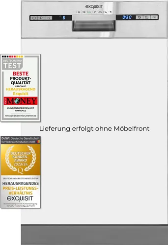 Exquisit EGSP2109-EB-030E Teilintegrierter Geschirrspüler in silber von Exquisit