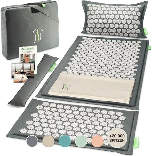 BACKLAXX ® Akupressurmatte XL mit Kissen - Akupunkturmatte für Massage und Entspannung, bietet 120% mehr Fläche zur effektiven Linderung von Verspannungen und Förderung des Wohlbefindens.