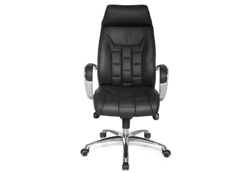 FineBuy XXL Chefsessel Echtleder schwarz - Komfortabler Drehstuhl bis 120KG, extra breite Rückenlehne und dicke Polsterung für besten Sitzkomfort