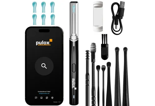 pulox Elektrischer Ohrenreiniger EC-95 - Smart Ohrreiniger mit App - Ohrenreiniger mit Smartphone App via Wifi für eine präzise Reinigung, ideal für eine sanfte und effektive Ohrenschmalzentfernung.