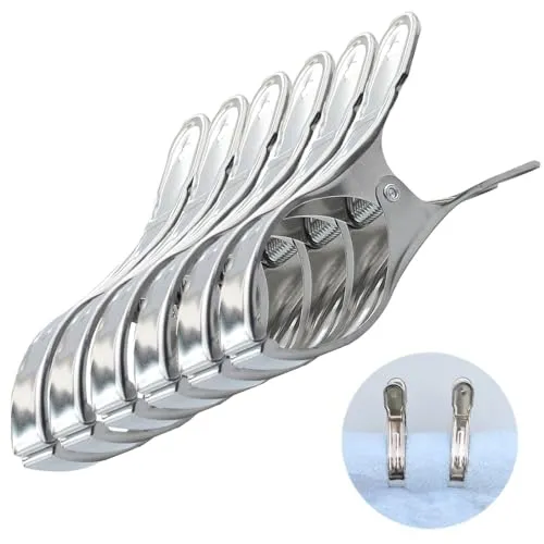 Stück Grosse klammern für Liegen,Handtuchklammern für Strandliegen,Große Wäscheklammern,Handtuchklemmen,Handtuchclips für Strandtücher,Badetuch klammern Groß,Wäscheklammern Groß Edelstahl 6