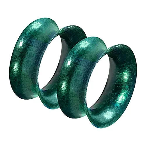 Piercingfaktor Flesh Tunnel Ohr Plug Piercing Silikon dünner Rand extra flexibel Weich Rund Creole Farbig Bunt 1 Paar metallic glänzend Grün 16mm