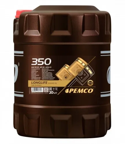 PEMCO SAE 5W-30 iDrive 350 Motoröl 20L - Hochwertiges teilsynthetisches Motoröl für Fahrzeuge, bietet optimalen Schutz und Leistung gemäß führender Standards wie BMW Longlife-04 und VW 507 00.