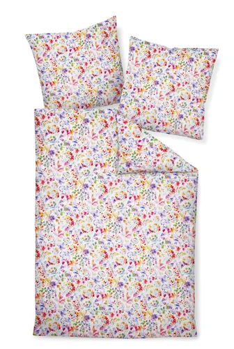 Janine Mako-Satin-Bettwäsche Modern Art - Bettwäsche-Set aus 100% Baumwolle, ca. 135x200cm + 80x80cm, mit praktischem Reißverschluss für einfachen Bezugwechsel und stilvollem Design.