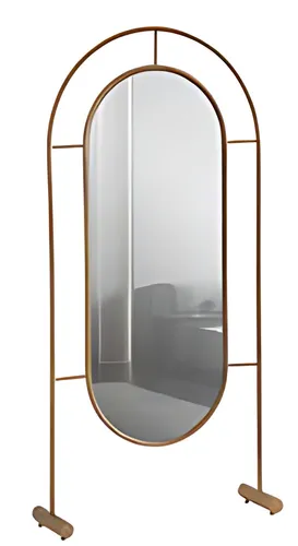 Eleganter Standspiegel für Umkleide – funktional und raumsparend - Moderner Standspiegel mit ovaler Form, ideal für Garderobe, Schlafzimmer oder Wohnzimmer. Maße: 80 x 30 x 180 cm, mit robustem Edelstahlrahmen in Braun für stilvolle Akzente.