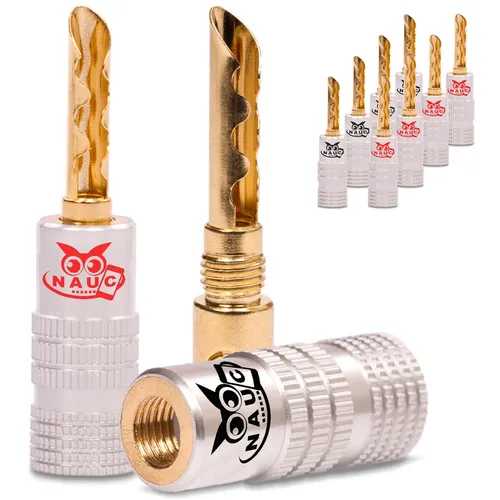 Hohl Bananenstecker 4mm schraubbar vergoldet 10x NAUC Stecker Lautsprecherkabel