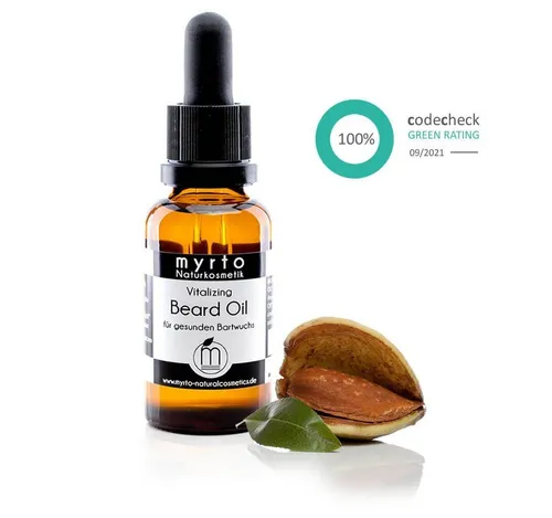 myrto Naturkosmetik Bartpomade Vitalizing Beard Oil - Bio Bartöl für gesunden Bartwuchs, naturreine ätherische Öle, palmölfrei, nicht-komedogen, vegan