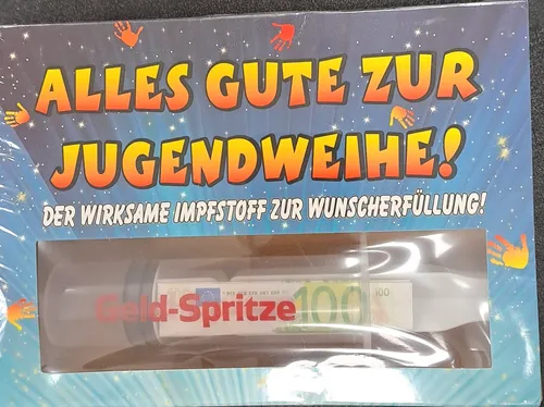 Geldspritze - Finanzspritze zur Jugendweihe, bunt - Geschenk, Geld, Jugendliche