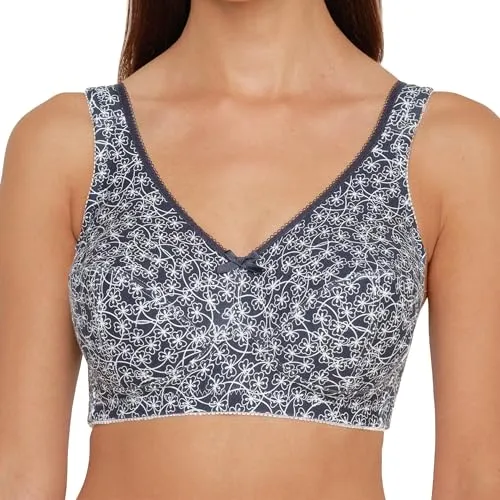 SUSA Baumwoll BH Damen ohne Bügel Prints I Damen-BHS mit GR oßen Cups und verstärkten Entlastungsträgern I Hoher I Wunderbares Hautgefühl I Twilight-weiß I 80C