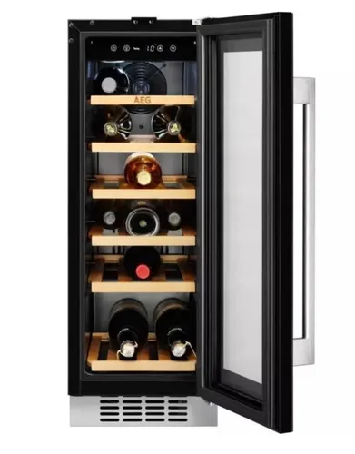 AEG Weinkühlschrank Unterbau 18 Flaschen mit Holzregalen